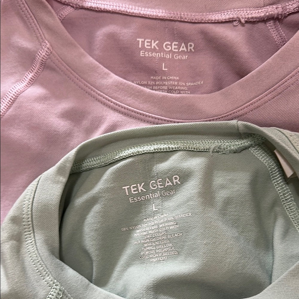 Tek Gear Shirts - Pink & Green ombré style women’s Large sport top longe sleeve